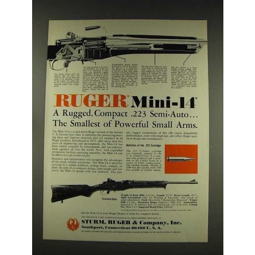 1976 Ruger Mini-14 Semi-Auto Rifle Gun Ad - Rugged