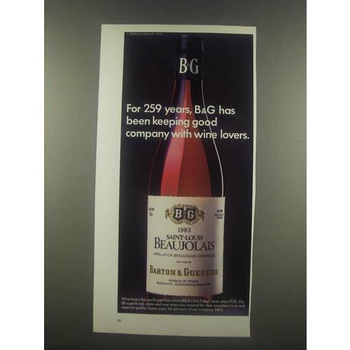1985 B&G Barton & Guestier Beaujolais Wine Ad - For 259 Years
