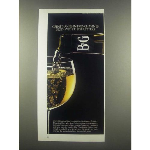 1985 B&G Barton and Gustier Wine Ad - Great Names in French Wines