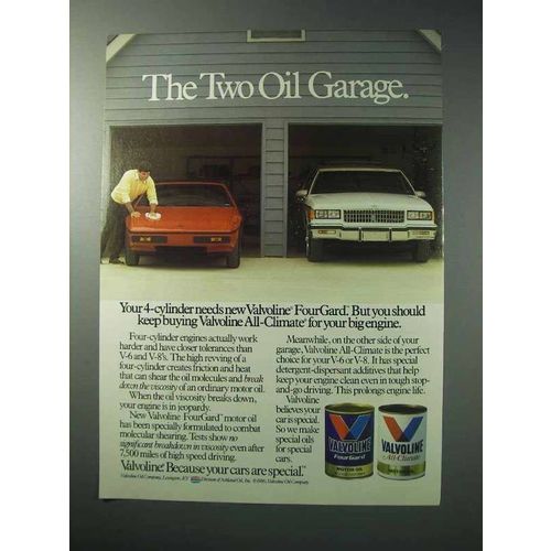 1986 Valvoline Motor Oil Ad - The Two Oil Garage