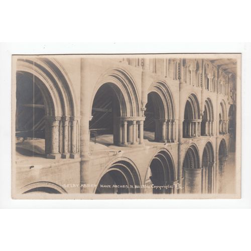 Nave Arches Selby Abbey Postcard North Yorkshire Publisher Alfred J Loughton