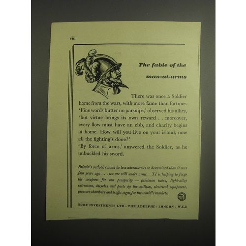 1948 Tube Investments Ltd Ad - The fable of the man-at-arms