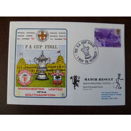 1976 Manchester Utd v Southampton Dawn Football Cover No9 stamps Special Event