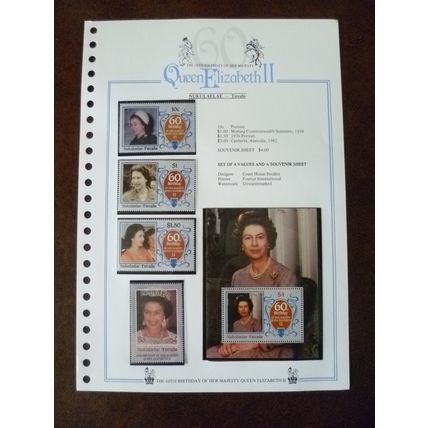 Nukulaelae Tuvalu 1986 60th Birthday of Queen Elizabeth II set mint stamps sheet