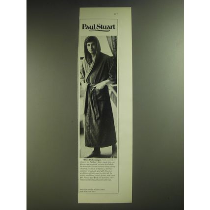 1974 Paul Stuart Hooded Djellabah Ad - When dad emerges from a swim or shower