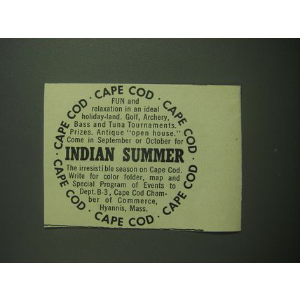1949 Cape Cod Chamber of Commerce Advertisement - Indian Summer
