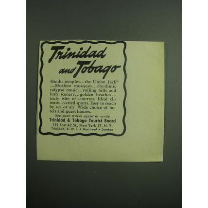 1949 Trinidad & Tobago Tourist Board Advertisement