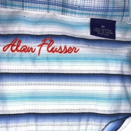 Alan Flusser Casual Dress Shirt M Blue/White Striped