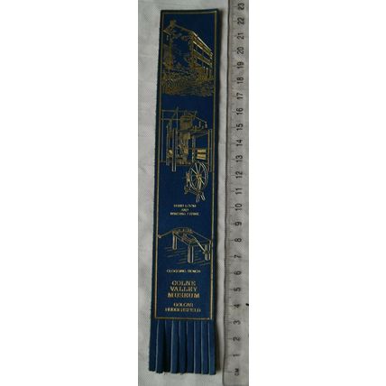 Vintage: blue leather bookmark - Colne Valley Museum, Golcar, Huddersfield