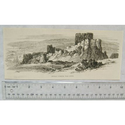 Vintage engraving - Chateau d'Arques near Dieppe