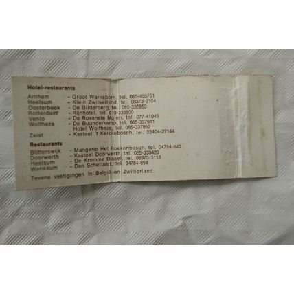Matchbook Cover DMP International Hotels