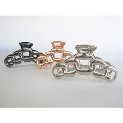 Rose gold or silver metal chain link hair claw clip jaw clip