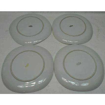 4 VINTAGE RETRO JONAS ROBERTS 9" Snack Plates Saucers Circles Blue Polka Dots