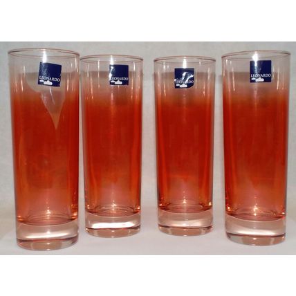 New Set 4 Leonardo Germany Highball Drinking Red Glasses 1 Glass Not Perfect
