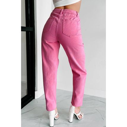 Pink Star Shape Patchwork Mid Waist Straight Leg Jeans