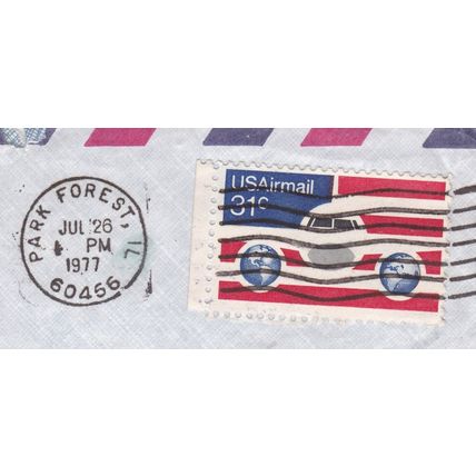 United States 1977 Park Forest Illinois postmark on Air Mail 31c SG A1611 VGC