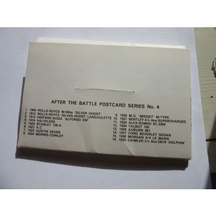 set of 16 HISTORIC CARS NO 4 unused postcards 'After the Battle' CARD WALLET=