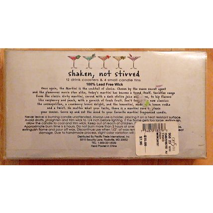 Chesapeake Bay Candle shaken, not stirred 4 Tin Candles 12 Coasters Gift Set NEW