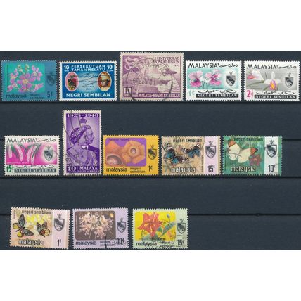 13x Stamp Mix - Negeri Sembilan - F H - Commemorative & Definitive