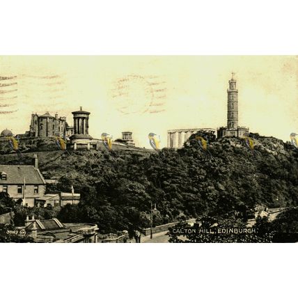 Calton Hill, Edinburgh, Scotland, 38169 Valentine's Bromotype Postcard, 1928