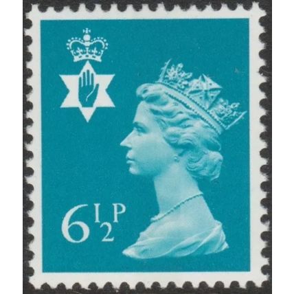 GB Northern Ireland QEII 1976 6½p Greenish Blue Mounted Mint MM NI21 NIMH7 stamp