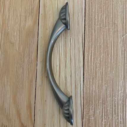 2 Drawer Pulls Dual Mount Shell Pull Satin Nickel Flower Curve Arch Bow Cabinet
