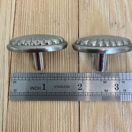 Set of 2 Satin Nickel Oval Shell Knob Cabinet Pulls Flower Drawer Knobs Hardware