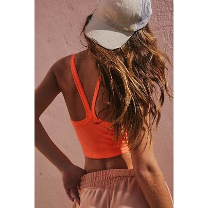Grapefruit Orange Athletic Ribbed Cropped Cami Top