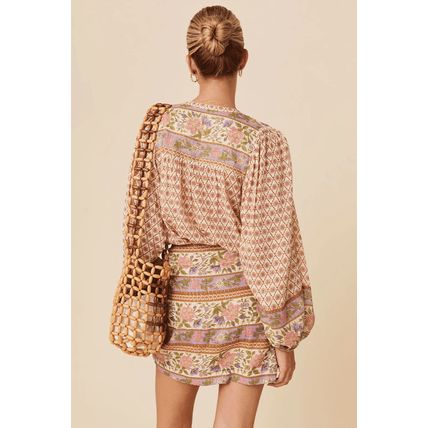 Multicolour Boho Floral Mixed Print Puff Sleeve Shirt
