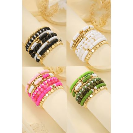 Sachet Pink 8pcs Valentine Vibe Beaded Elastic Bracelet Set