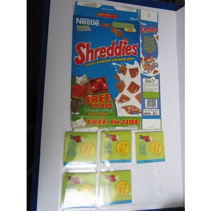 Nestle 2000 Shreddies Cereal Box Stuart Little - Scene Seekers Set of 5