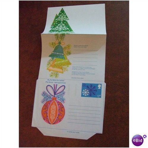 GB Christmas snowflake 12p Aerogramme Air Mail Letter decorations