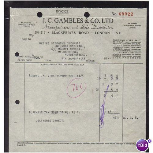 J C GAMBLES & CO LTD,BLACKFRIARS ,LONDON, SE1, 7JAN1953