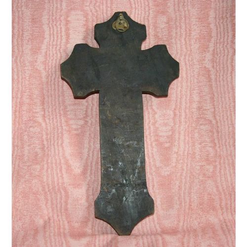 Antique 1900 Art Deco Wood Religious Cross Crucifix