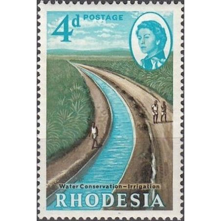 Rhodesia QEII 1965 Water Conservation 4d Irrigation Canal Mint NHM SG 355 stamp