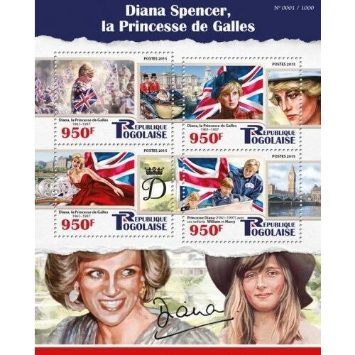 TOGO 2015 SHEET MNH PRINCESS DIANA ROYALTY 5