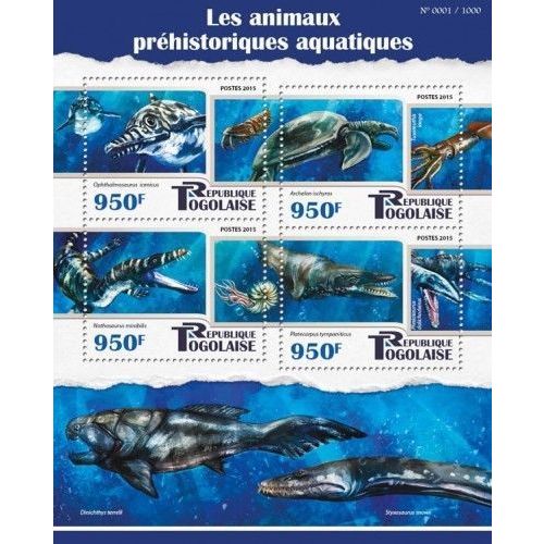 TOGO 2015 SHEET MNH PREHISTORIC WATER ANIMALS ANIMAUX PREHISTORIQUES DINOSAURS 5
