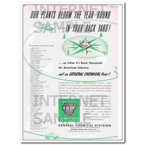 ALLIED CHEMICAL DYE CORP 1948 Call on GENERAL CHEMICAL vintage ad