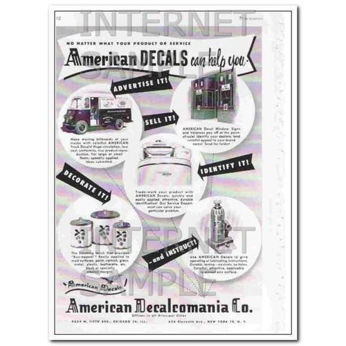 AMERICAN DECALCOMANIA COMPANY 1948 No matter what product vintage ad