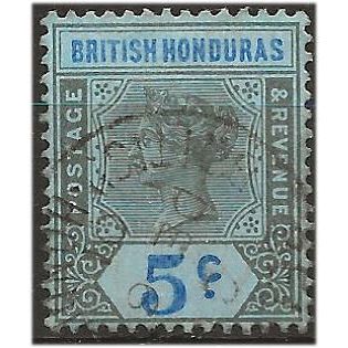 British Honduras 1900 SG55 5c Grey-Black & Ultramarine/Blue Fine Used . .. .