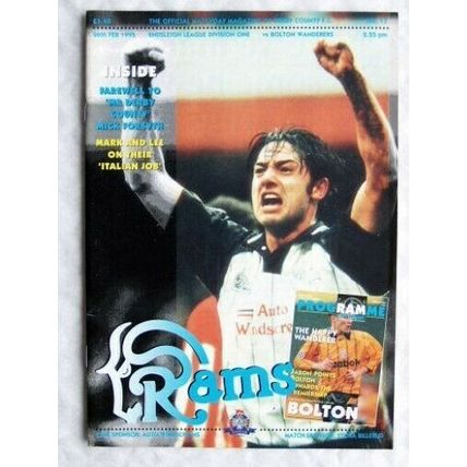 1995 programme Derby County v. Bolton Wanderers