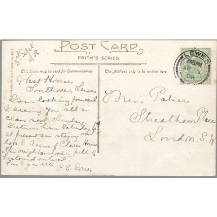 Lewes, E Sussex - Anne of Cleve's House - Frith postcard, local pmk 1908