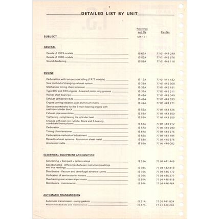 Renault MR171 Service Bulletins 1978 To 1981 PDF