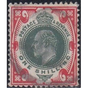 GB, 1902 1/- dull green/carmine Edward VII, SG 257 (Scott #138), fine used.