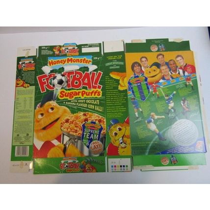 Football Sugar Puffs 1996 Supreme Team Empty Cereal Box