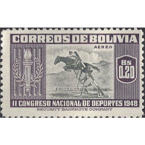 BOLIVIA, SPORT, S. American Games, Equestrian, black 1951, BS0.20