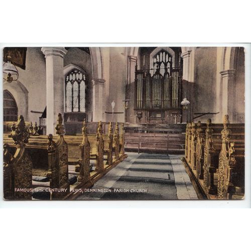 Famous 16th Century Pews Dennington Parish Church Suffolk Postcard 10894