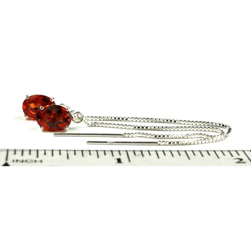 Created Padparadscha Sapphire, 925 Sterling Silver Threader Earrings, SE003