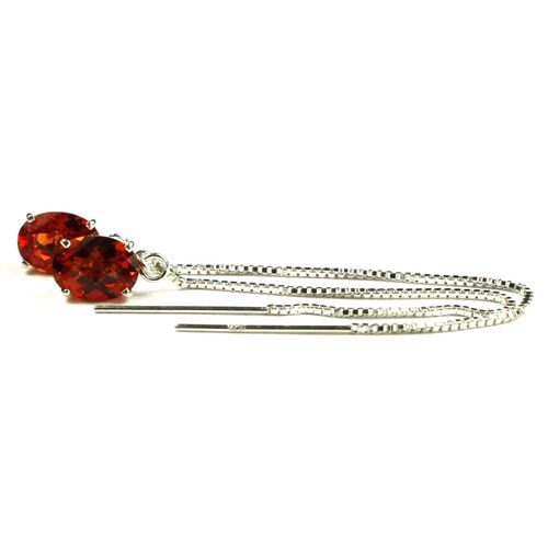 Created Padparadscha Sapphire, 925 Sterling Silver Threader Earrings, SE003