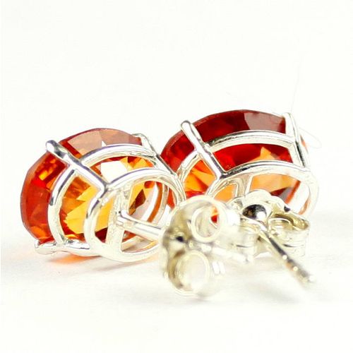 Created Padparadscha Sapphire, 925 Sterling Silver Post Earrings, SE102
